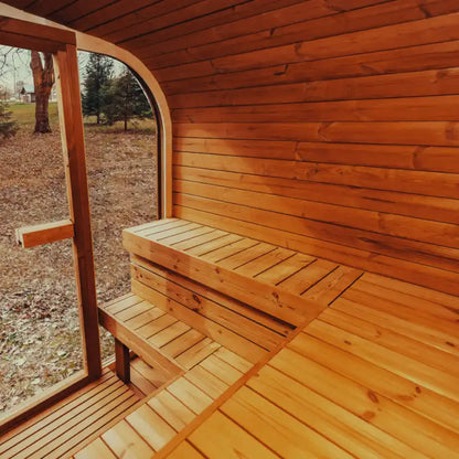 Premium 6-Person Outdoor Scandinavian ThermoWood Cube Sauna Kit With LED Lighting (SAK89146)