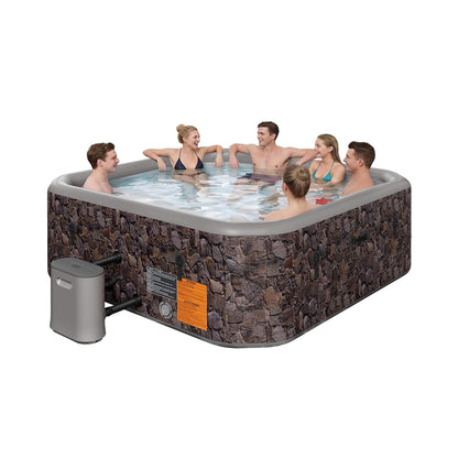 6-Person Inflatable Hot Tub with 180 Bubble Jets – 77-Inch Square