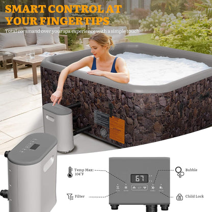 6-Person Inflatable Hot Tub with 180 Bubble Jets – 77-Inch Square