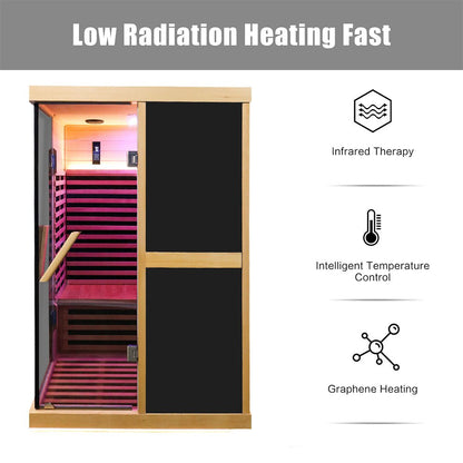 Thermora Helix Premium Large 2-Person V-Shaped FAR Infrared Sauna Room With Double Glass Doors, 1980W (SAK96413)