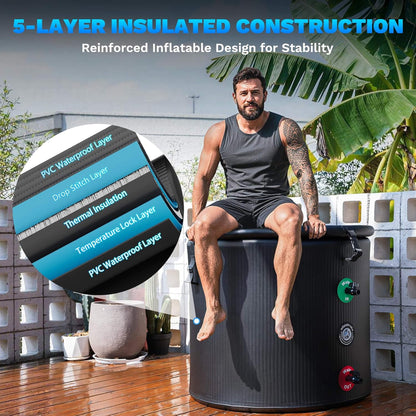 Premium XL 120-Gallon Cold Plunge Tub Kit With 1HP Chiller, Filter, and Pump