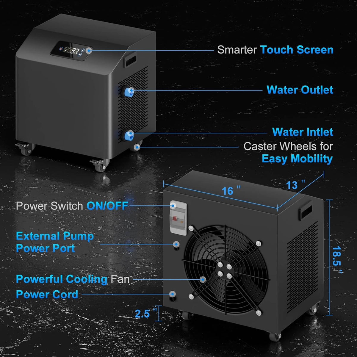 Premium XL 120-Gallon Cold Plunge Tub Kit With 1HP Chiller, Filter, and Pump