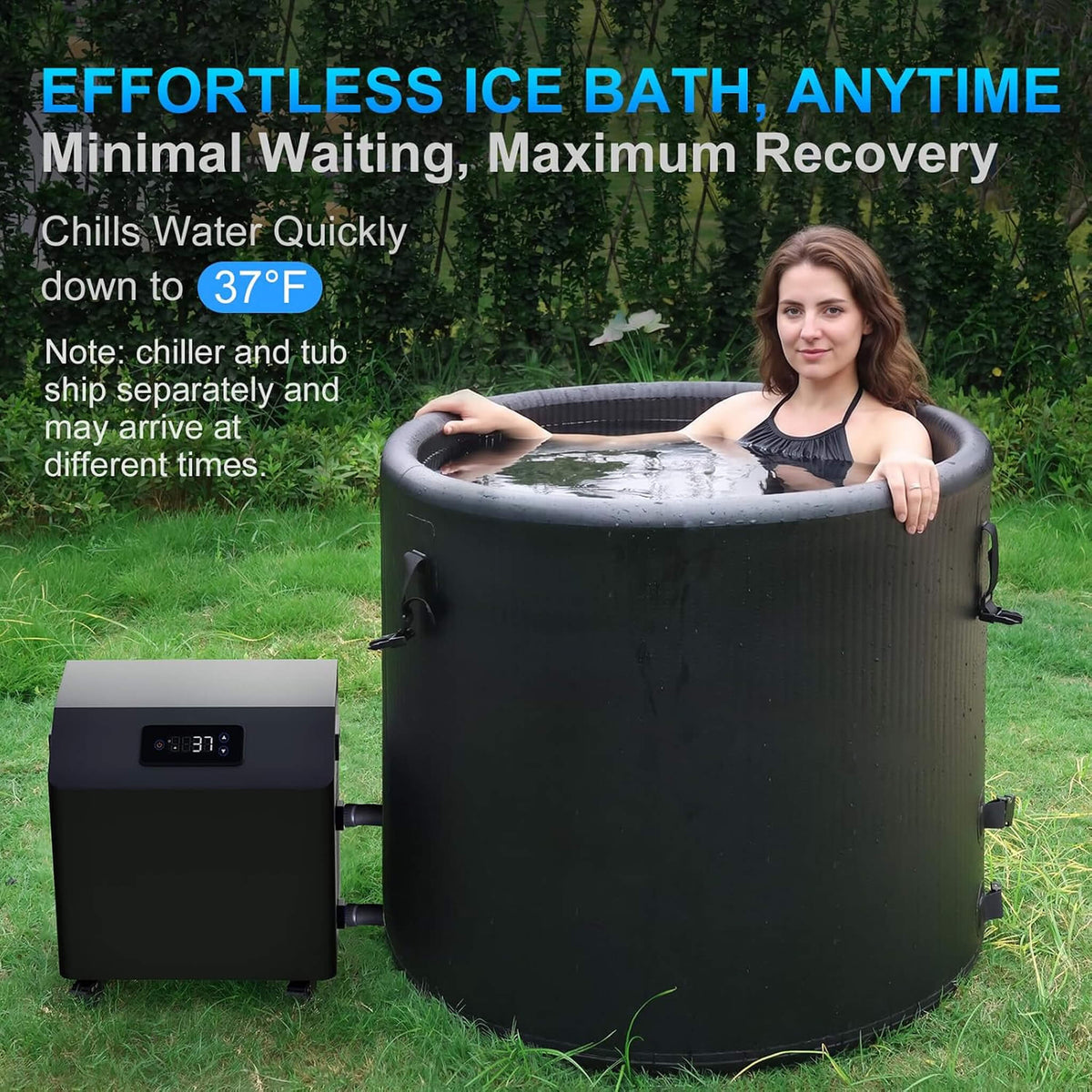 Premium XL 120-Gallon Cold Plunge Tub Kit With 1HP Chiller, Filter, and Pump