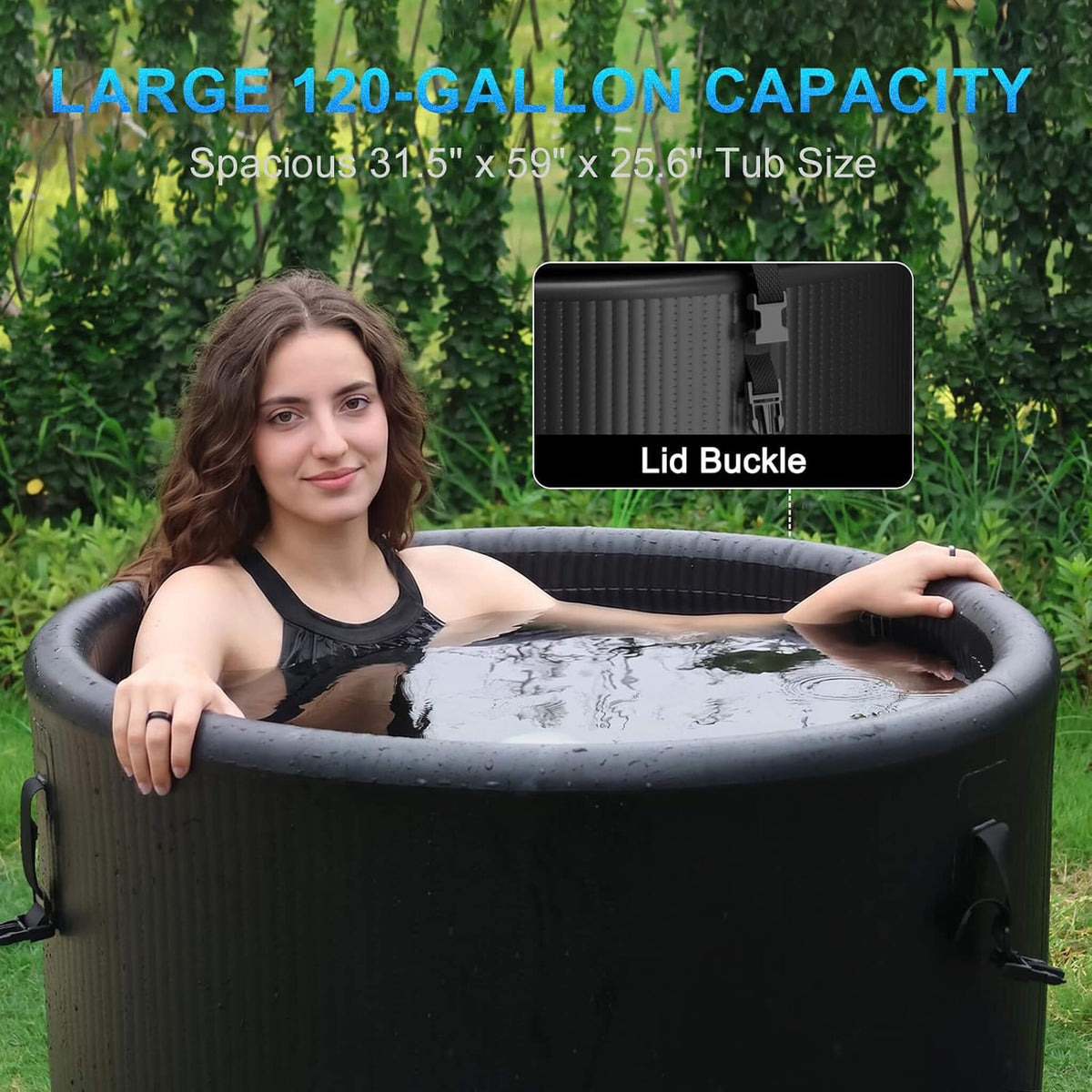 Premium XL 120-Gallon Cold Plunge Tub Kit With 1HP Chiller, Filter, and Pump