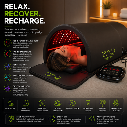 ZAQ ZUNA Pro Far Infrared Sauna Dome with PEMF & Red Light