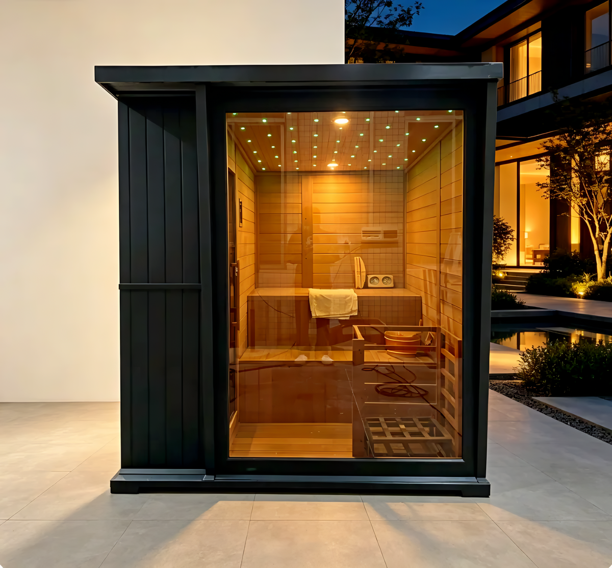 4-Person Hemlock Wood Sauna with 9KW Heater – Indoor & Outdoor