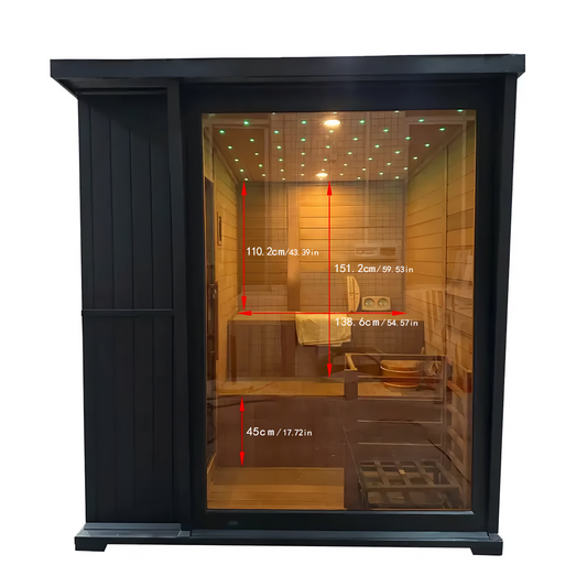 4-Person Hemlock Wood Sauna with 9KW Heater – Indoor & Outdoor