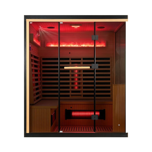 Rövia Ember 4-Person Full-Spectrum Infrared Sauna with Himalayan Salt Panels, Canadian Hemlock, Made to Order