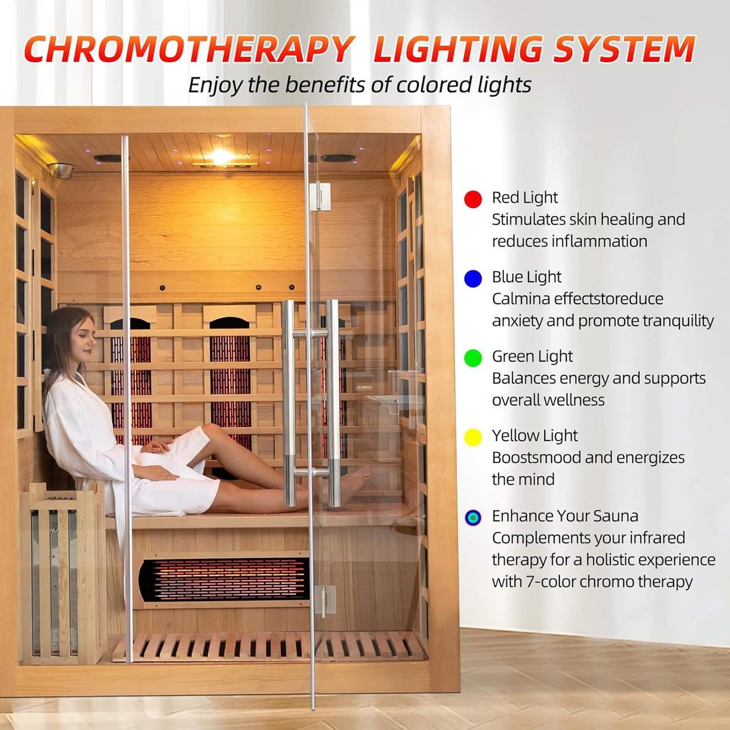 Rövia Aurora 3-Person Indoor Hybrid Sauna Room With Infrared And 4.5KW Steam Heater [Made-To-Order] (SAK41592)