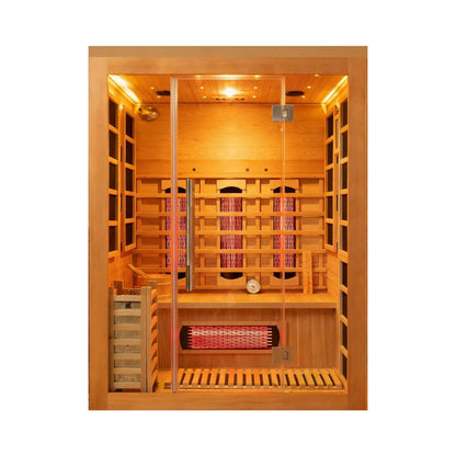 Rövia Aurora 3-Person Indoor Hybrid Sauna Room With Infrared And 4.5KW Steam Heater [Made-To-Order] (SAK41592)