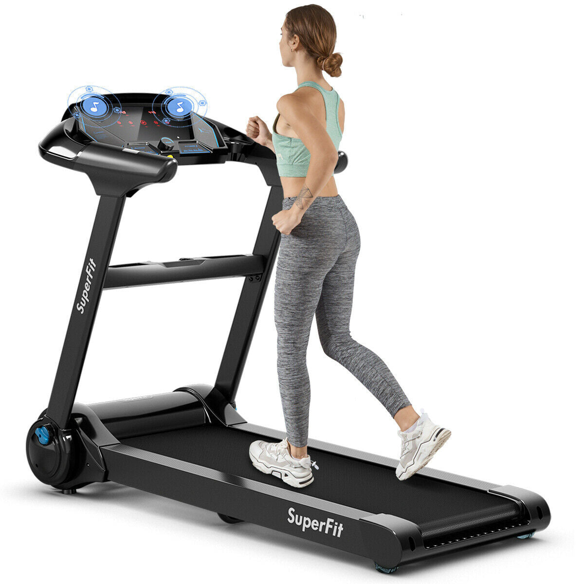 2.25HP Folding Treadmill with Bluetooth Speaker – Black