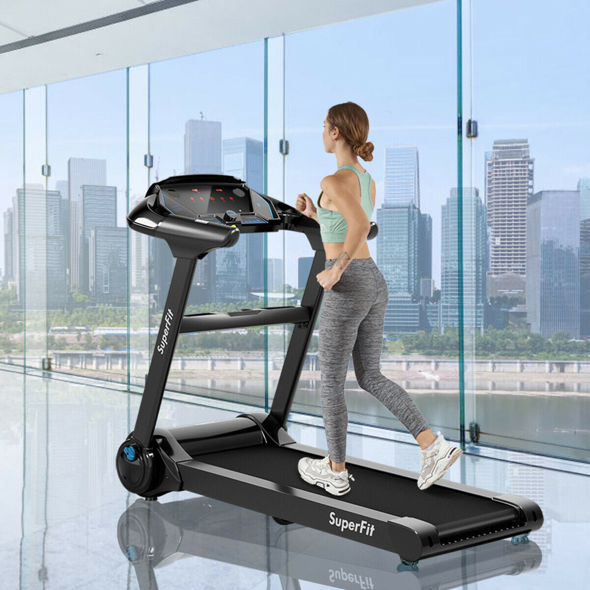 2.25HP Folding Treadmill with Bluetooth Speaker – Black