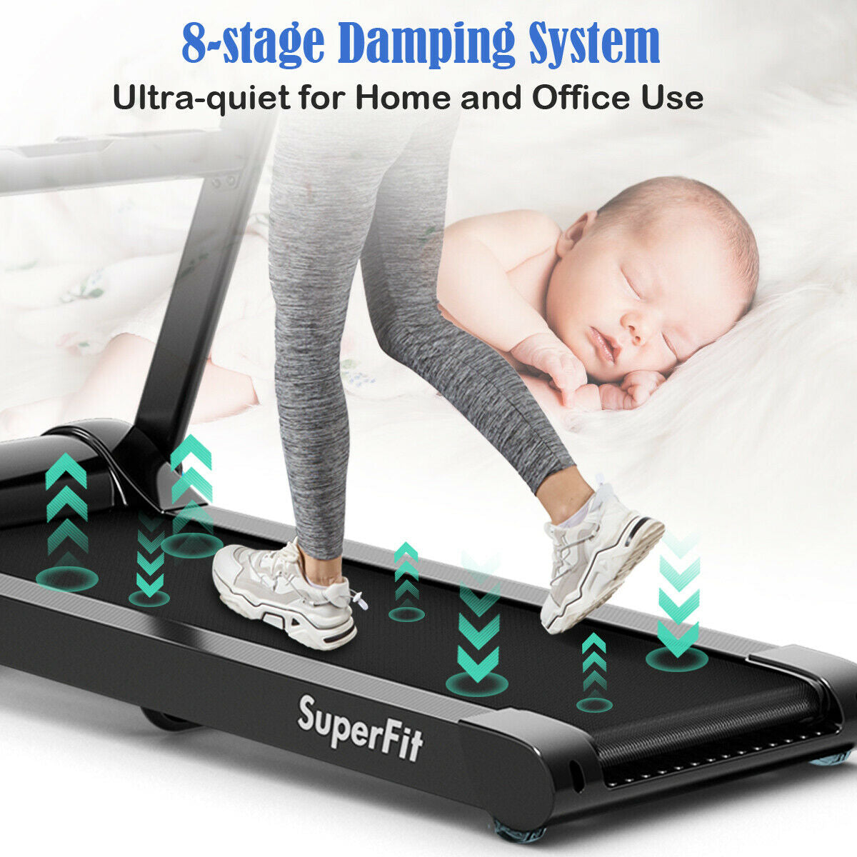 2.25HP Folding Treadmill with Bluetooth Speaker – Black