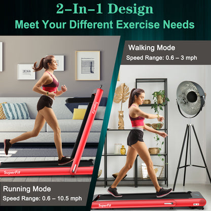 4.75HP 2-in-1 Folding Treadmill with Remote and App Control