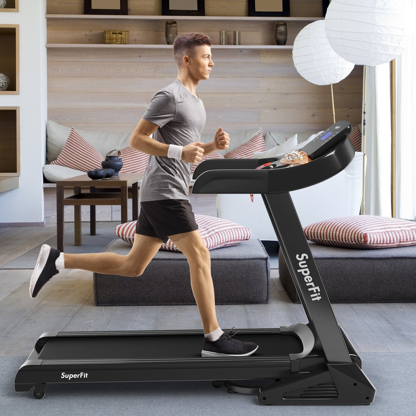3.75HP Folding Treadmill with Auto Incline, 12 Programs & App Control