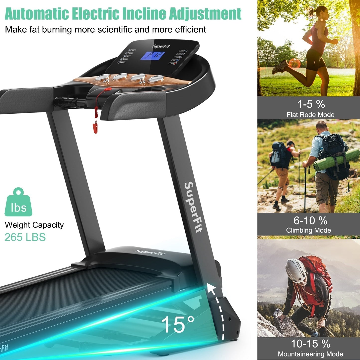 3.75HP Folding Treadmill with Auto Incline, 12 Programs & App Control