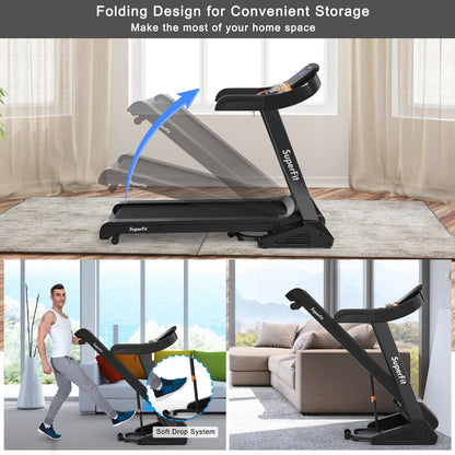 3.75HP Folding Treadmill with Auto Incline, 12 Programs & App Control