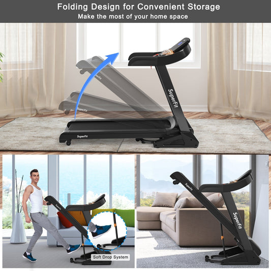 3.75HP Folding Treadmill with Auto Incline, 12 Programs & App Control