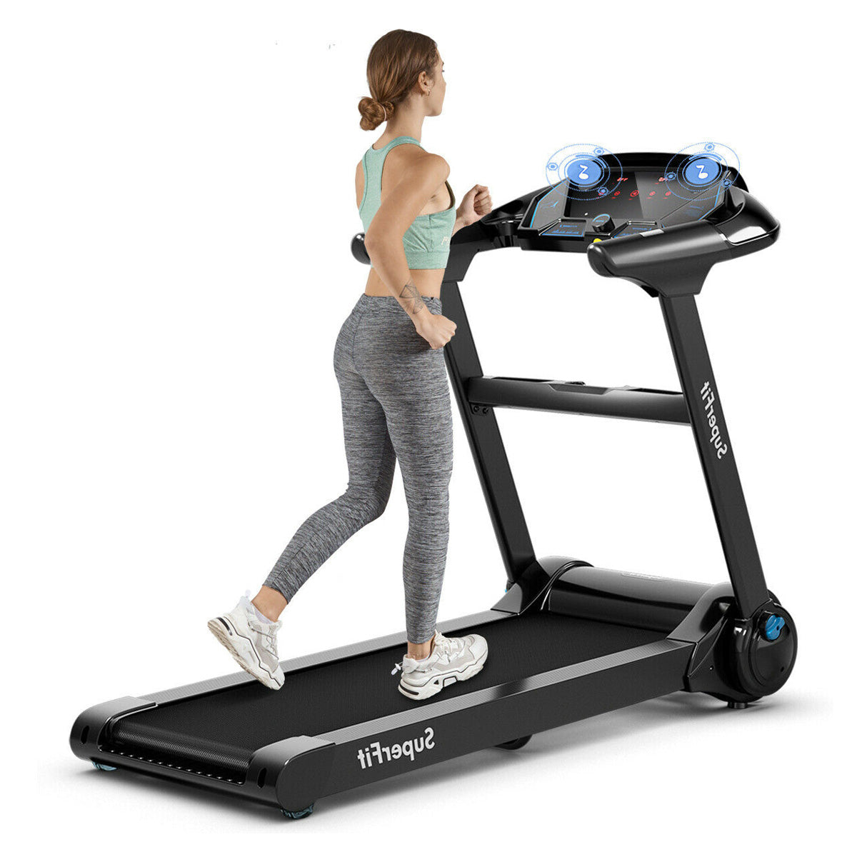 2.25HP Folding Treadmill with Bluetooth Speaker – Black