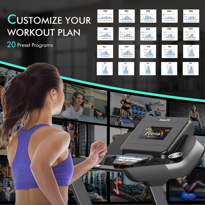 4.75HP Treadmill with Auto Incline, App Control, and Bluetooth Speaker — Black