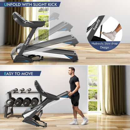 4.75HP Treadmill with Auto Incline, App Control, and Bluetooth Speaker — Black