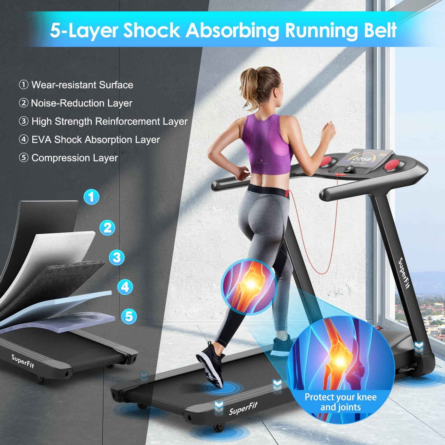 4.75HP Folding Treadmill | Preset Programs, Touch Screen & Auto Incline