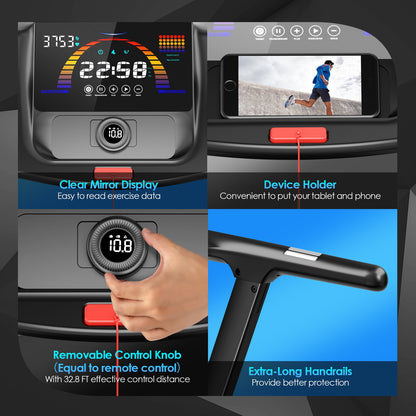 4.75HP Folding Treadmill | Preset Programs, Touch Screen & Auto Incline