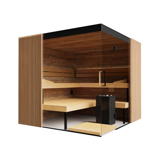 ThermaSol Aalto 4-Person Indoor Semi-Panoramic Glass Sauna Cabin [Made-To-Order]