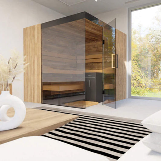 ThermaSol Aalto 4-Person Indoor Semi-Panoramic Glass Sauna Cabin [Made-To-Order]
