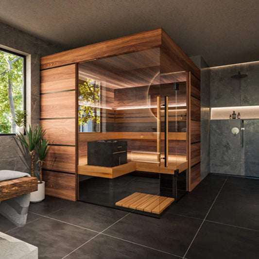 ThermaSol Astra 4-Person Indoor Sauna | Semi-Panoramic Glass Cabin