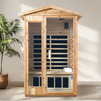 Thermora Vexa 2-Person Outdoor Infrared Sauna With Bluetooth Audio And LED Lighting (SAK28694)