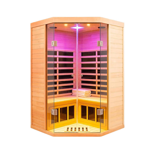 Thermora Laurent 2-Person Corner Infrared Sauna with Bluetooth Speakers | 1600W