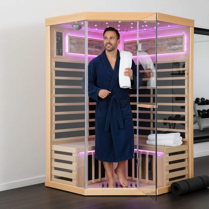 Thermora Premium Canadian Hemlock 2-Person Indoor Infrared Sauna with Glass Front