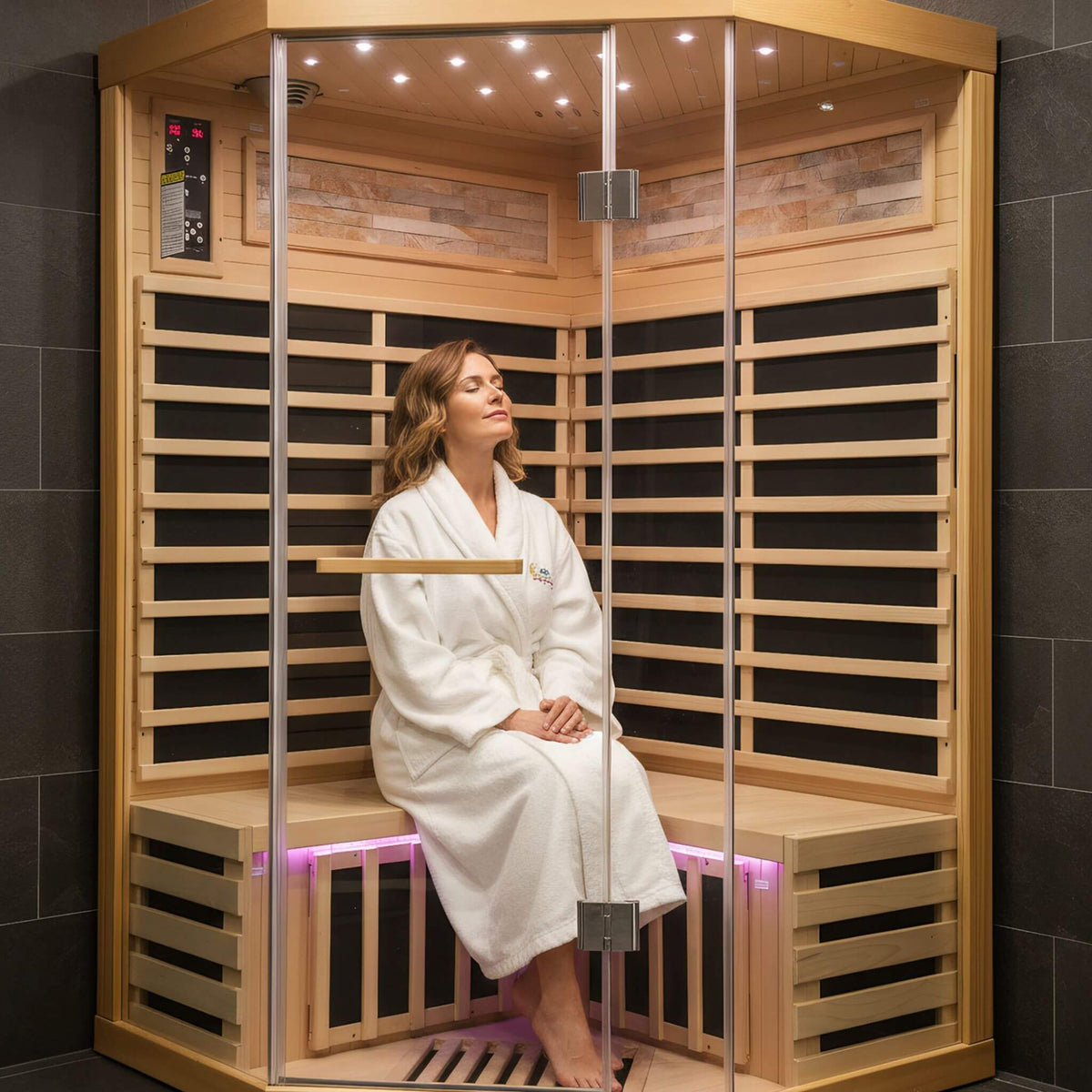 Thermora Premium Canadian Hemlock 2-Person Indoor Infrared Sauna with Glass Front