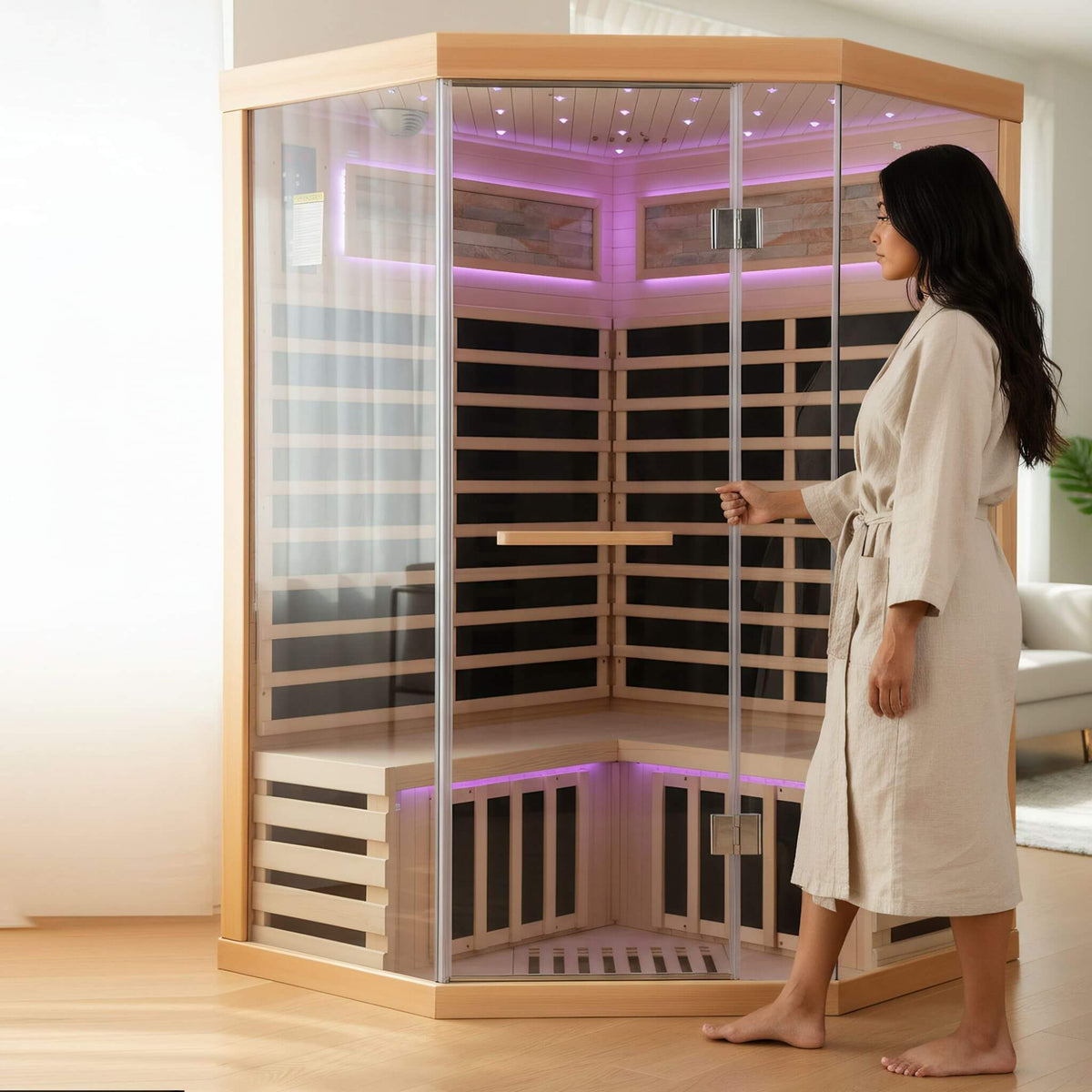Thermora Premium Canadian Hemlock 2-Person Indoor Infrared Sauna with Glass Front