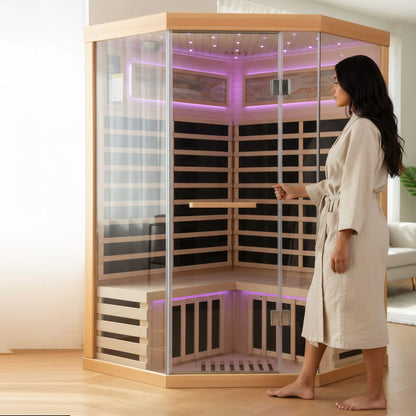Thermora Premium Canadian Hemlock 2-Person Indoor Infrared Sauna with Glass Front